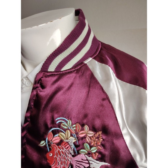 Vintage Japan Saku Embroidered Stain Bombers Jacket Gold Fish Size‎ Medium - Picture 8 of 12
